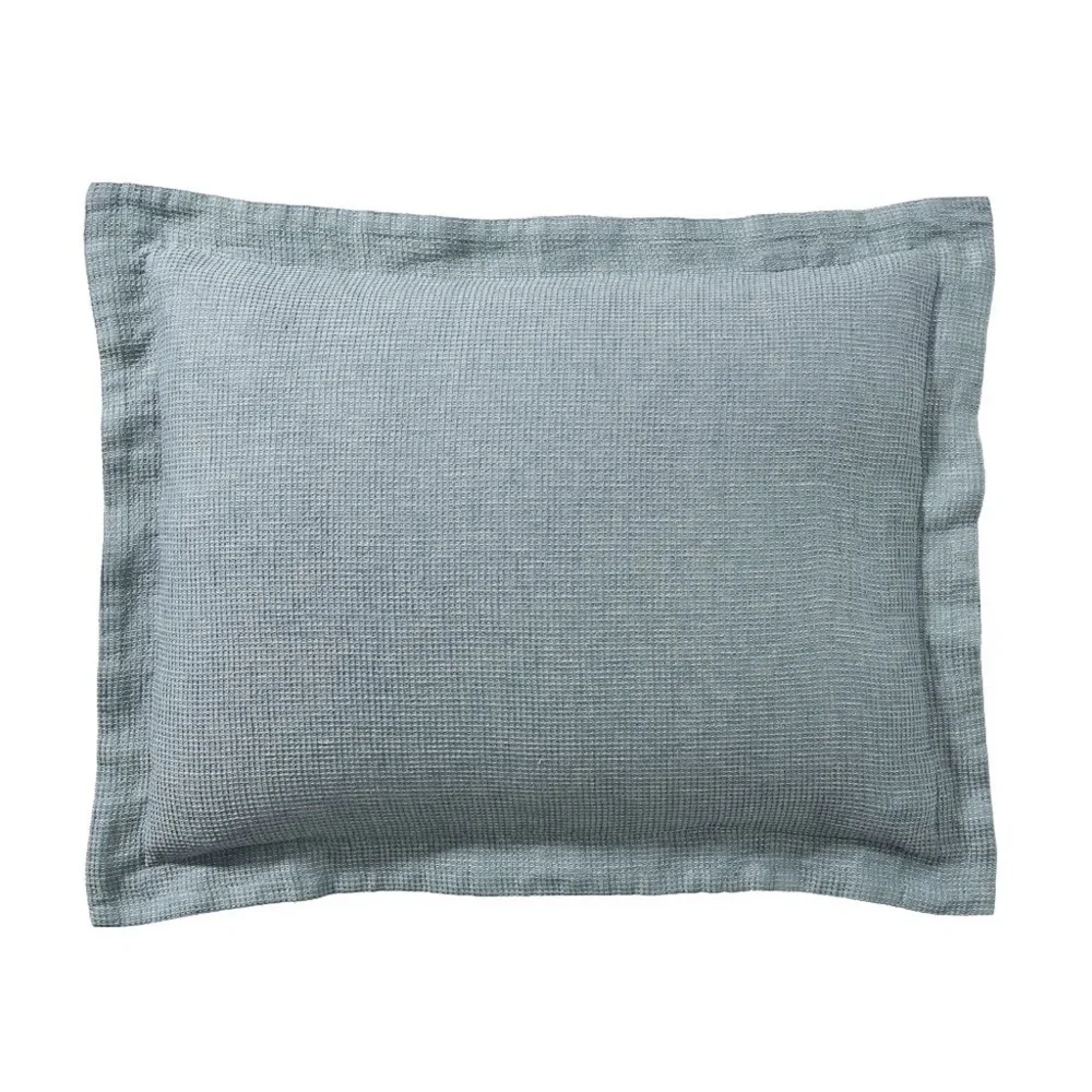 Pottery Barn European Flax Linen Waffle Sham in Chambray